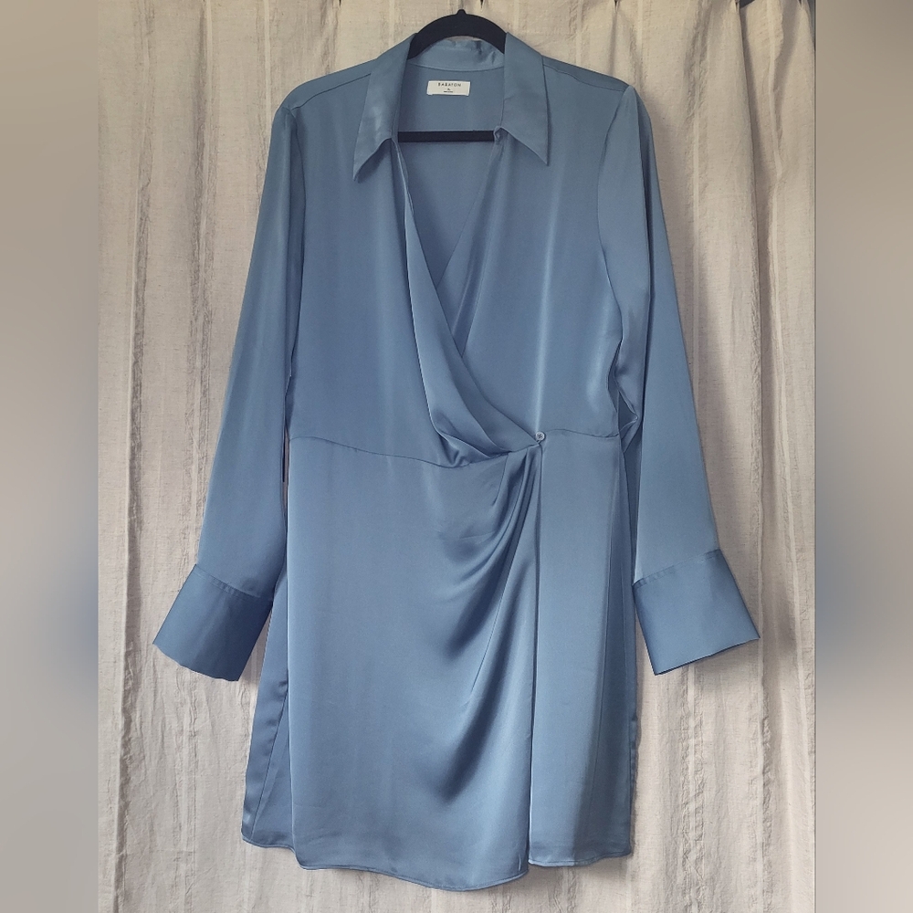 Babaton Slate Blue Long Sleeve Dress